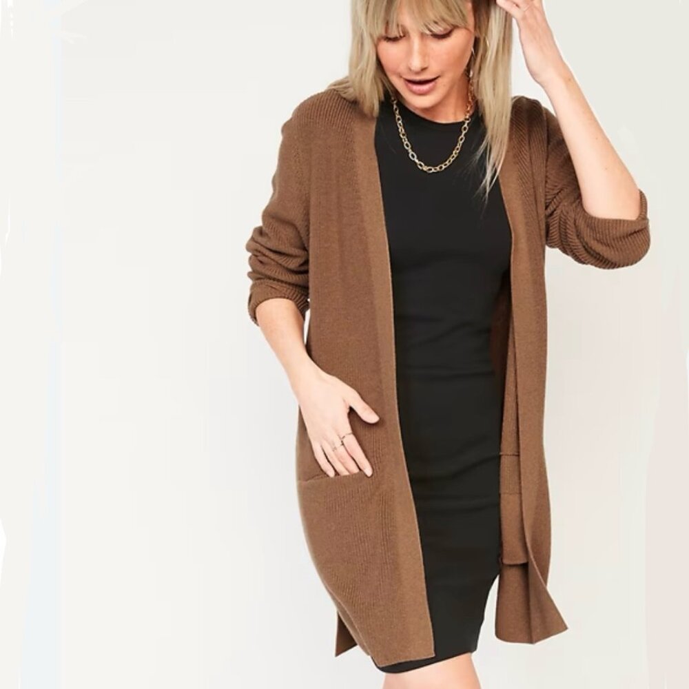Old Navy Textured Shaker-Stitch Long Line Open Front Sweater